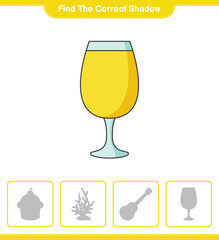 Find the correct shadow. Find and match the correct shadow of Cocktail. Educational children game, printable worksheet, vector illustration
