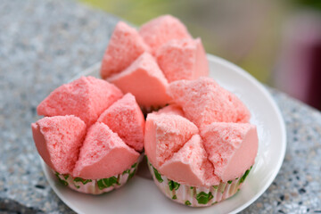 pink and white sugar candies