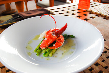 lobster on a white plate