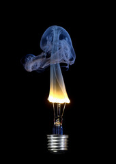 lightbulb power energy glass smoke
