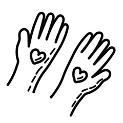 hands with heart doodle design, icon, vector
