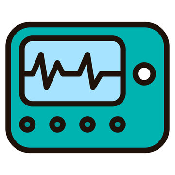teal medical monitor displaying heartbeat clip art preview