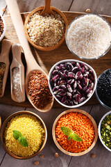 Composition with different kinds of dry food products