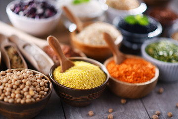 Composition with different kinds of dry food products