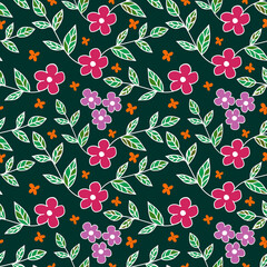 seamless pattern with pink flowers