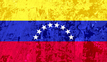 Venezuela flag on old paint on wall. 3D image