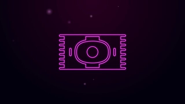 Glowing neon line Classic carpet icon isolated on black background. 4K Video motion graphic animation
