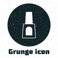 Grunge Bottle of nail polish icon isolated on white background. Monochrome vintage drawing. Vector