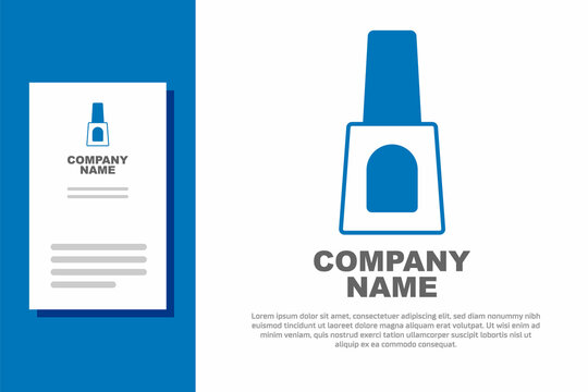 Blue Bottle of nail polish icon isolated on white background. Logo design template element. Vector