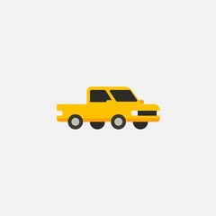 Car vector illustration, yellow pickup flat icon