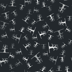Fototapeta premium Grey Bare tree icon isolated seamless pattern on black background. Vector