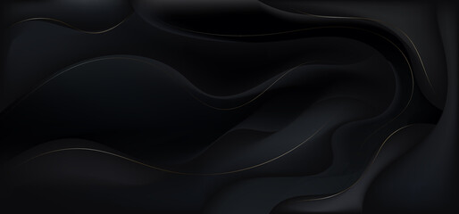 Modern luxury abstract 3D elegant black gradient wave shape layered background and texture
