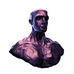 Head of statue, sculpture bust, 3d rendering