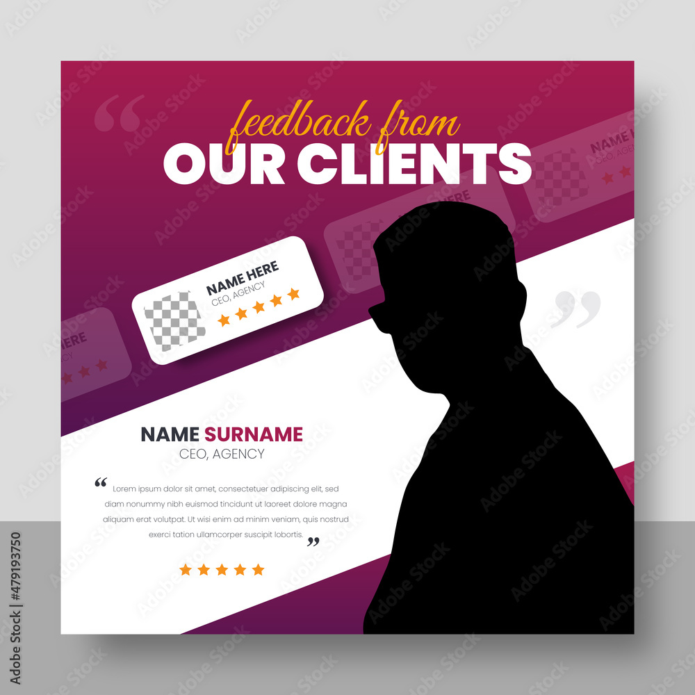 Sticker Customer feedback testimonial social media post web banner template