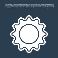 Blue line Sun icon isolated on blue background. Summer symbol. Good sunny day. Vector