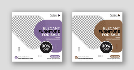 Business social media post square flyer furniture sale banner template