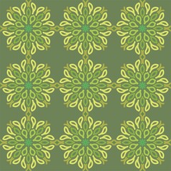 seamless pattern green mint olive forest mandala floral creative design background vector illustration
