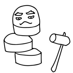 ダルマ落としの線画イラスト