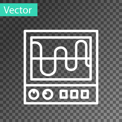 White line Oscilloscope measurement signal wave icon isolated on transparent background. Vector