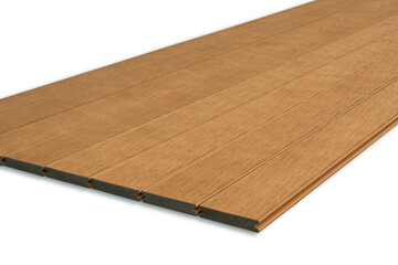 Exterior wooden decking or flooring isolated on white background