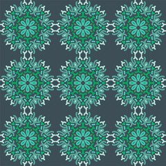 blue turquoise aqua menthe mandala vintage floral interior seamless flat design background vector illustration