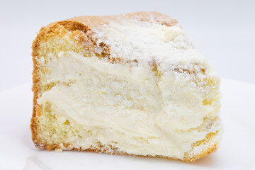 Slice of Chiffon Cake with Cream