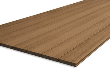 Exterior wooden decking or flooring isolated on white background