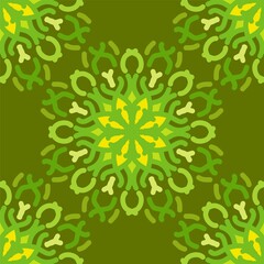 seamless pattern green mint olive forest mandala floral creative design background vector illustration