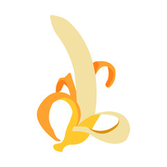 Peeled banana vector illustration. Banana peel on a white background