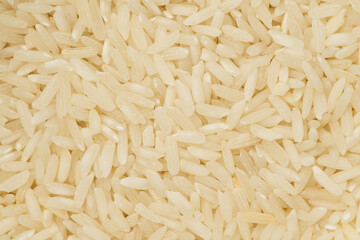 Long grain rice  background or texture. Macro, top view    