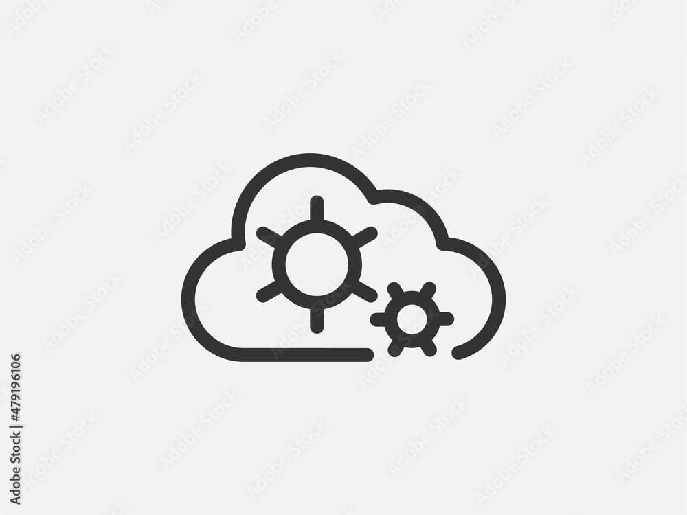 Poster technology icon vector cloud computing connection. big data global server. line design symbol.