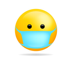 Emoji medicine mask wear. Vector icon flu protection. Quarantine covid symbol