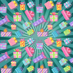 Cute gift pattern or social media post template in bright colors