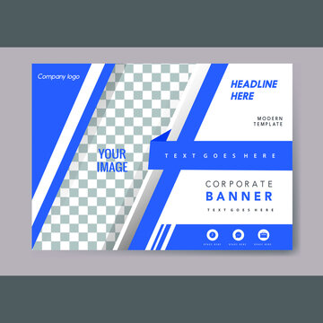 corporate banner template elegant blue white checkered decor