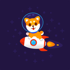 Shiba Rocket NFT Crypto Logo Design