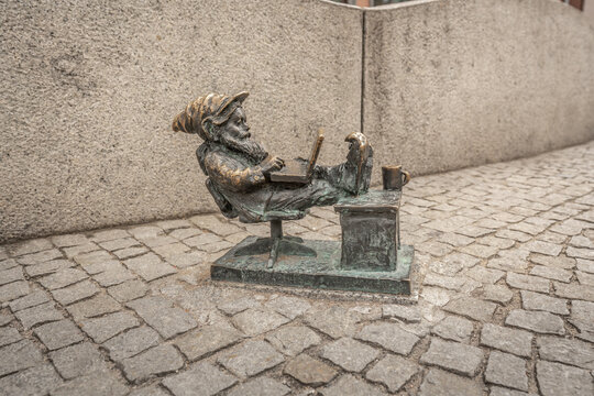 Computer Programmer dwarf (Programmer Capgeminiusz) - since 2005 hundreds of wroclaw dwarf figurines appeared in the city - Wroclaw, Poland