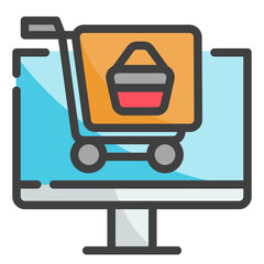 Digital marketing ads advertising icon illustration lineal color style 