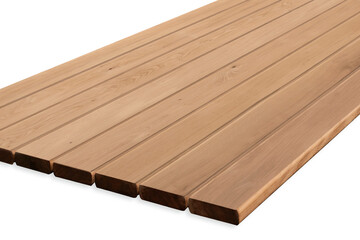 Exterior wooden decking or flooring isolated on white background