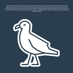 Blue line Bird seagull icon isolated on blue background. Vector