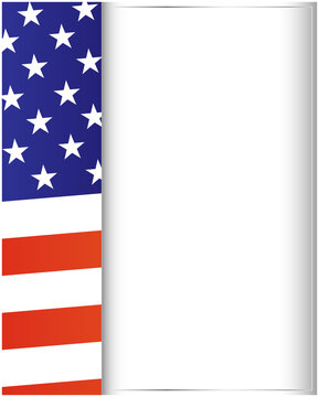 United States symbols flag decorative border frame design template with copy space for text.