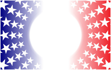 USA flag symbols round frame background with empty space for text.