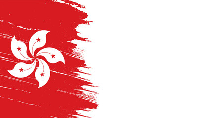 Hong Kong flag with brush paint textured isolated  on png or transparent background,Symbol of Hong Kong,template for banner,promote, design, and business matching country poster, vector illustration