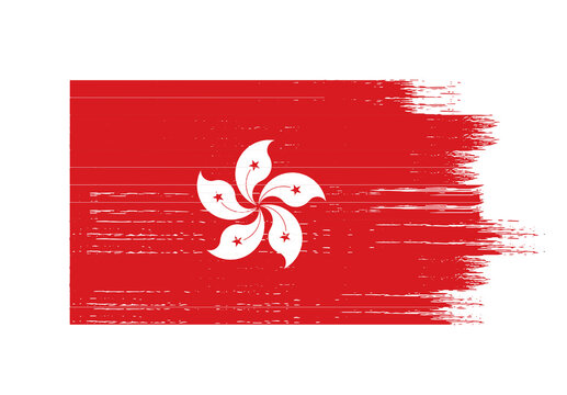 Hong Kong flag with brush paint textured isolated  on png or transparent background,Symbol of Hong Kong,template for banner,promote, design, and business matching country poster, vector illustration