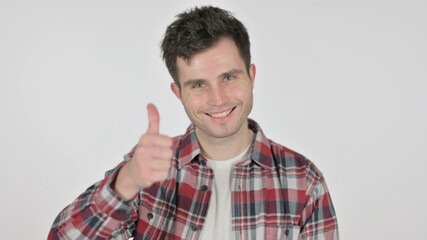 Fototapeta premium Portrait of Young Man showing Thumbs Up Sign