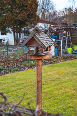 Bird house in a garden