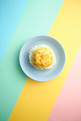 sushi rolls on a color background, minimalism