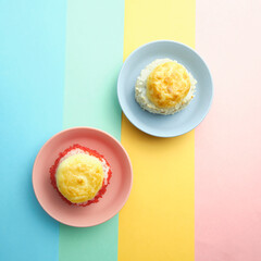 sushi rolls on a color background, minimalism