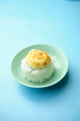 sushi rolls on a color background, minimalism