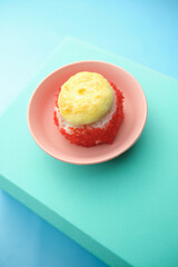 sushi rolls on a color background, minimalism