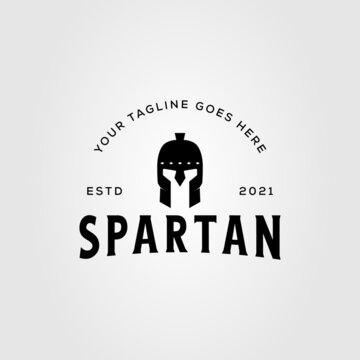 sparta helm or spartan helm logo vector illustration design